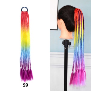 Perruque mèches tressée en fibre synthétique multi-couleur 24 pouces