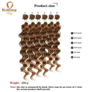 Mèches de cheveux synthétiques ensemble de 6 pcs 18-22 pouces cheveux bouclés marrons