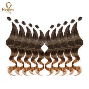 Extension de cheveux marron cheveux longs ondulé en fibre de haute température