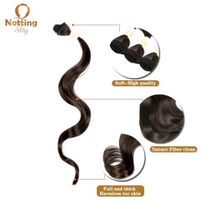 Extension de cheveux synthétique noir long bouclé 22 pouces lisse et doux