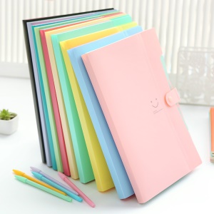 Pochette plastique de rangement de documents 5 couches avec bouton-pression