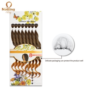 Extension de cheveux en fibre haute température lot de 8 pcs cheveux marron bouclés