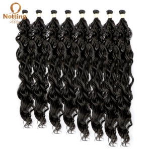 Mèches noirs en fibre de haute température 22 pouces cheveux ondulé