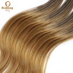Extension de cheveux synthétique 16 pouces cheveux noir et blond ondulé