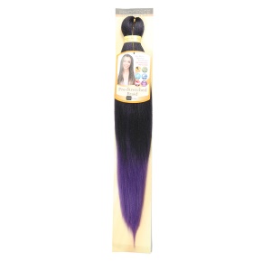 Extension de cheveux en fibre synthétique noir-violet raide doux pour tressage 26 pouces