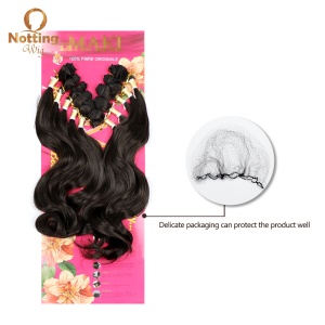 Extension de cheveux noir ondulé  22 pouces fibre de haute température