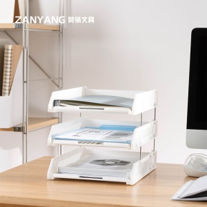 Support de rangement de documents A4 trois couches en plastique 33,5 * 26 * 25,5 cm