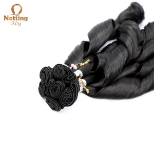 Mèches de cheveux synthétiques ensemble de 6 pièces 13-16 pouces noir avec de grandes boucles