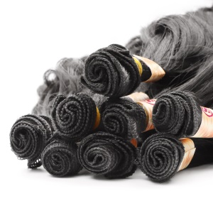 Extension de cheveux en fibre synthétique lot de 9pcs cheveux noir ondulé avec multi-tailles