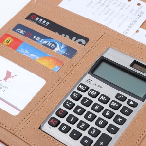 Carnet porte-documents en cuir avec clip calcultrice à choisir