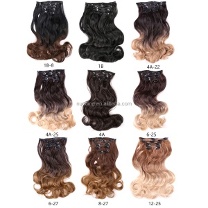 Extensions de cheveux en fibre synthétique 12 clips 18 pouces