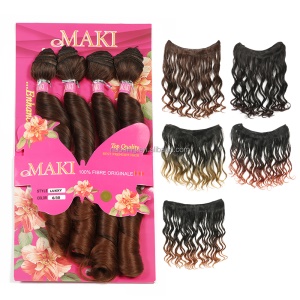 mèche en fibre synthétique bouclé lot de 4 pièces