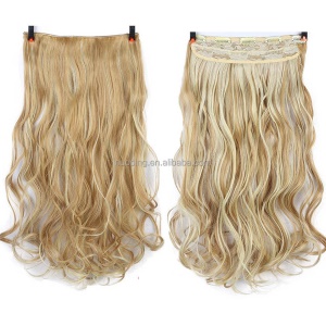 Extensions de cheveux synthétique en fibre 24 pouces avec clip