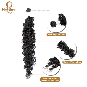 Extension de cheveux en fibre de haute température lot de 6 pièces 18 pouces cheveux bouclés noirs