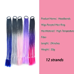 Perruque mèches tressée en fibre synthétique multi-couleur 24 pouces