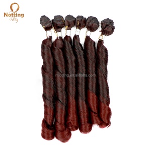 16 pouces extension de cheveux en fibre haute température lot de 6PCS cheveux rouge bouclés