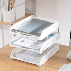 Support de rangement de documents A4 trois couches en plastique 33,5 * 26 * 25,5 cm