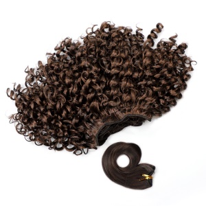 Perruque court synthétiques résistant à la chaleur 11,4 pouces cheveux marron bouclés