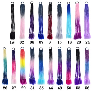 Perruque mèches tressée en fibre synthétique multi-couleur 24 pouces