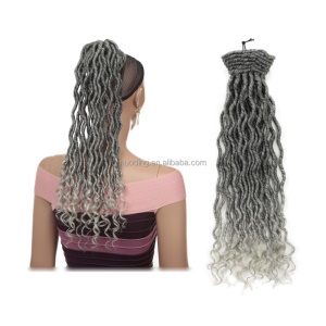 Extension de cheveux gris en fibre synthétique 20 pouces