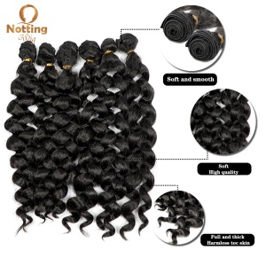 Extension de cheveux lot de 6pcs cheveux noirs et bouclés fibre de haute température