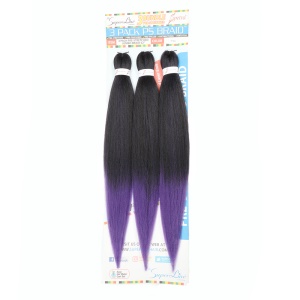 Extension de cheveux en fibre synthétique noir-violet raide doux pour tressage 26 pouces