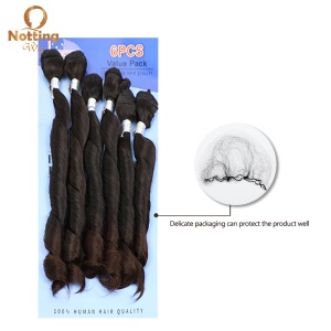 Mèches de cheveux synthétiques set de 6 pièces de  12-18 pouces noir avec de grandes boucles