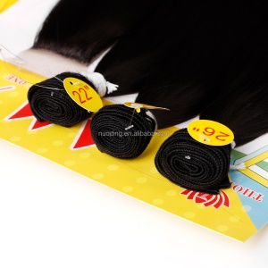 Extension de cheveux noir lot de 4 pièces cheveux noirs longs et raides 3 longueurs différentes en fibre synthétique