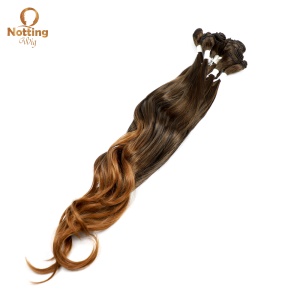 Extension de cheveux marron cheveux longs ondulé en fibre de haute température