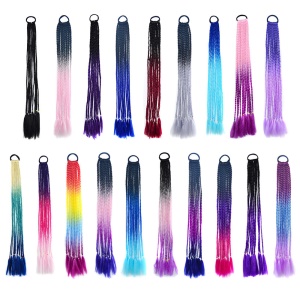 Perruque mèches tressée en fibre synthétique multi-couleur 24 pouces