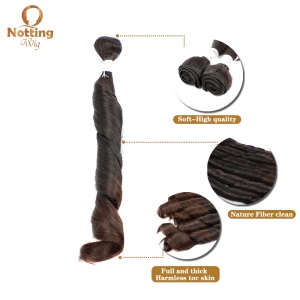 Mèches de cheveux synthétiques set de 6 pièces de  12-18 pouces noir avec de grandes boucles
