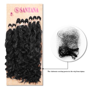 Extension de cheveux en fibre synthétique lot de 9pcs cheveux noir ondulé avec multi-tailles