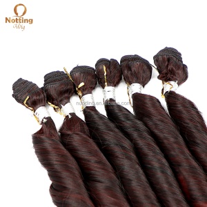 Set de mèches de cheveux synthétiques 16 pouces haute températurel couleur bordeaux