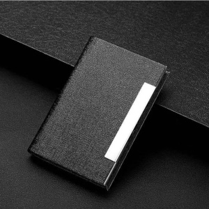 Porte-cartes en acier inoxydable et PU cuir artificiel