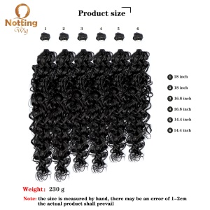 Extension de cheveux en fibre de haute température lot de 6 pièces 18 pouces cheveux bouclés noirs