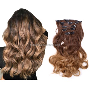 Extensions de cheveux en fibre synthétique 12 clips 18 pouces