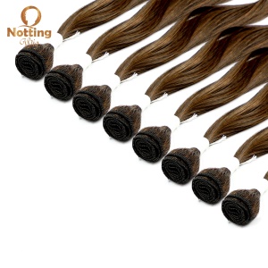 Extension de cheveux en fibre haute température lot de 8 pcs cheveux marron bouclés