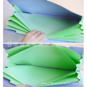 Pochette plastique de rangement de documents 5 couches avec bouton-pression