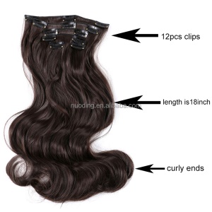 Extensions de cheveux en fibre synthétique 12 clips 18 pouces