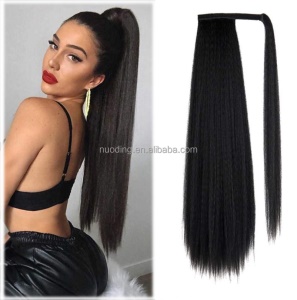 Perruque queue de cheval mèches en fibre sythétique cheveux doux 24 pouces