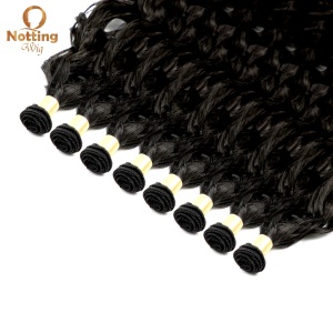 Mèches noirs en fibre de haute température 22 pouces cheveux ondulé