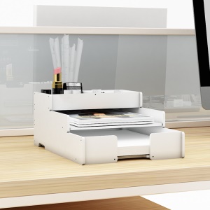 Support de documents de bureau en plastique trois couches simple et pratique