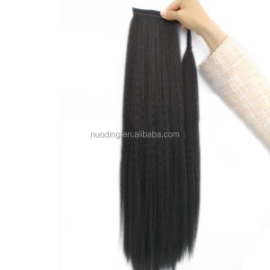 Perruque queue de cheval mèches en fibre sythétique cheveux doux 24 pouces