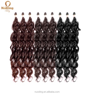 Mèches bouclé, marron en fibre synthétique 24 pouces lot de 8 pièces