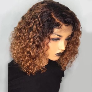 Cap de perruque cheveux synthétiques bouclés et courts 16 pouces