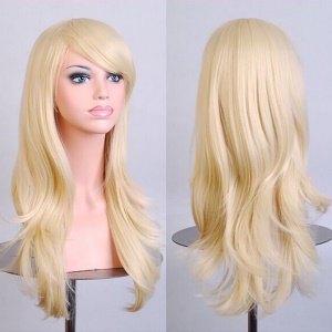 Perruque cosplay  en fibre synthétique  cheveux longs et raides