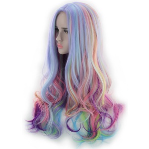 Perruque  synthétique cosplay  aux cheveux ondulés et colorés