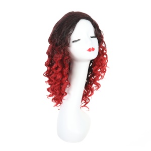 Cap de perruque en fibre synthétique rouge Deep Wave 20 pouces