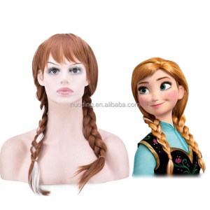 Perruque de 18 pouces  avec grosse tresse en fibre  synthétique ( Perruque de Princesse Elsa du Film La Reine des neiges)