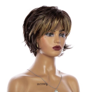 Cap de Perruque en fibres synthétique cheveux bouclée courts 9 pouces